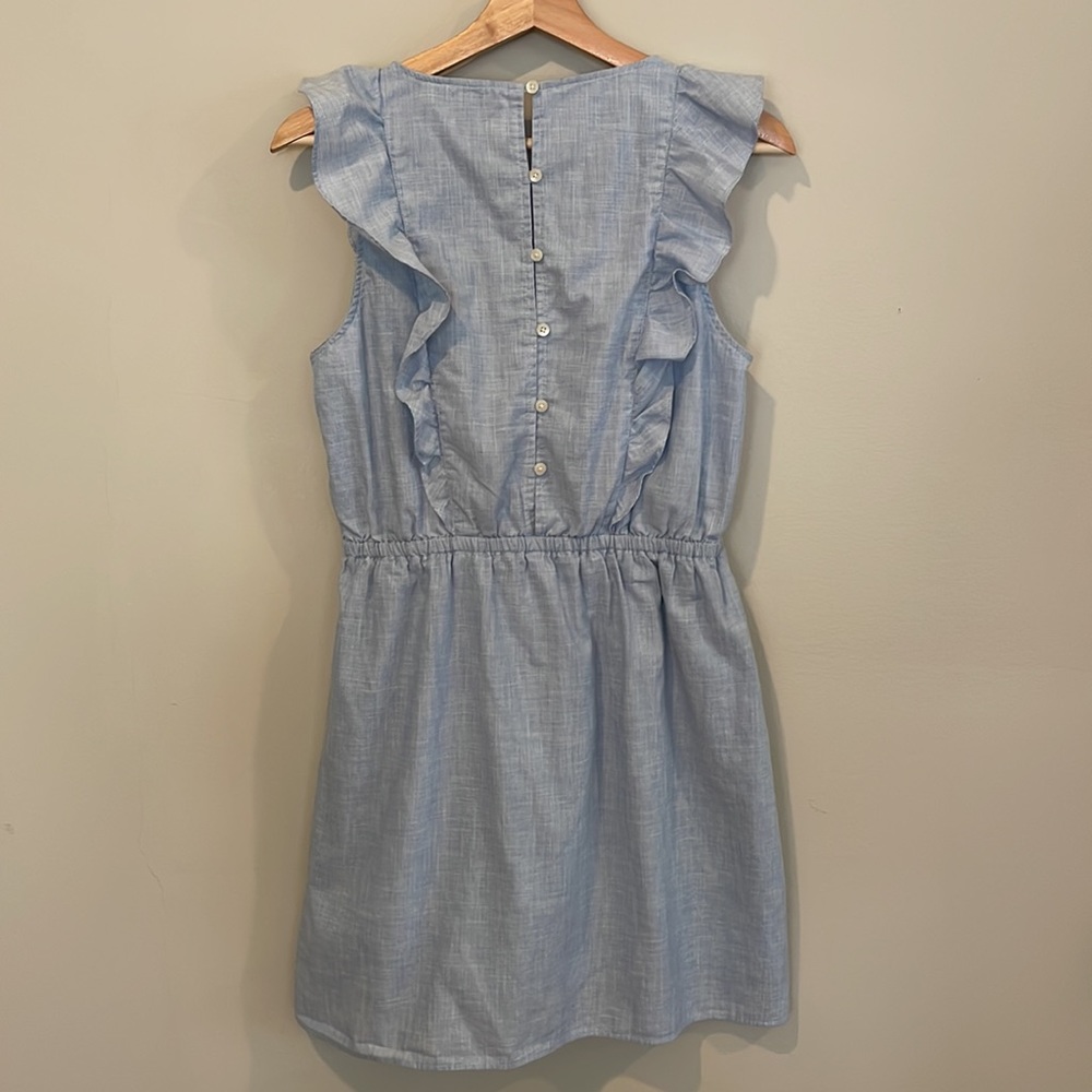 Madewell Chambray Ruffle Mini Dress - Picture 2 of 8
